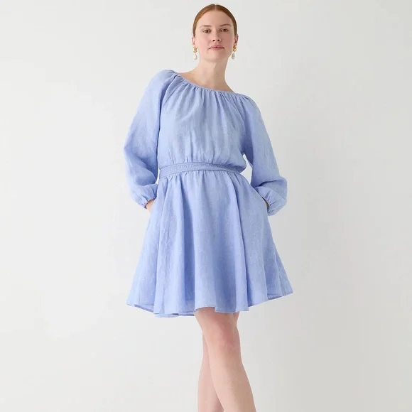 J. Crew | Dresses | J Crew Palermo Smockedwaist Mini Dress Inlinen |  Poshmark